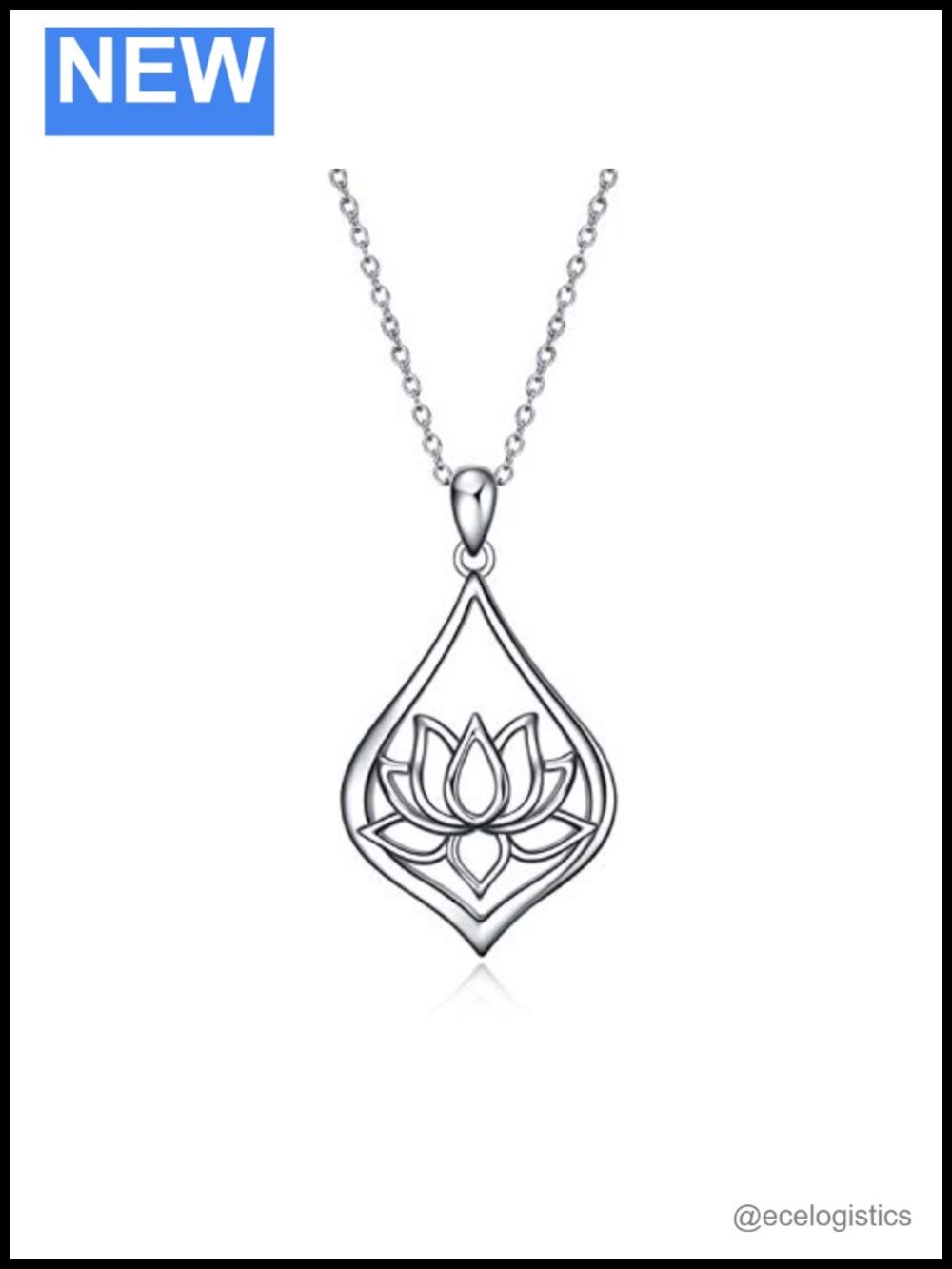 Sterling Silver Lotus Flower Pendant Necklace 20in Jewelry Gift